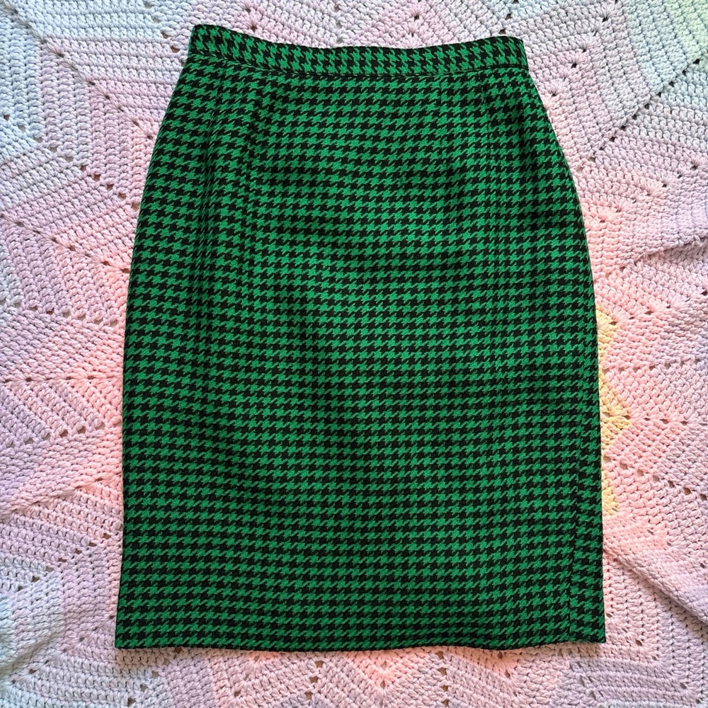 VTG 90s Green Preppy Checkered Pencil Skirt